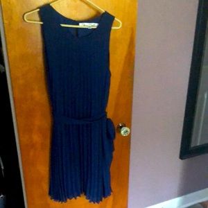 Navy Pleated Dress